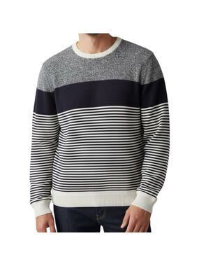 Levi’s Men’s XL Navy White Striped Crewneck 100% Cotton Sweater Slim Fit